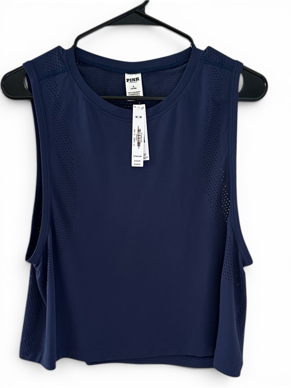 PINK Victoria's Secret Navy Perforated Cropped Athletic Tank and Skort set Med